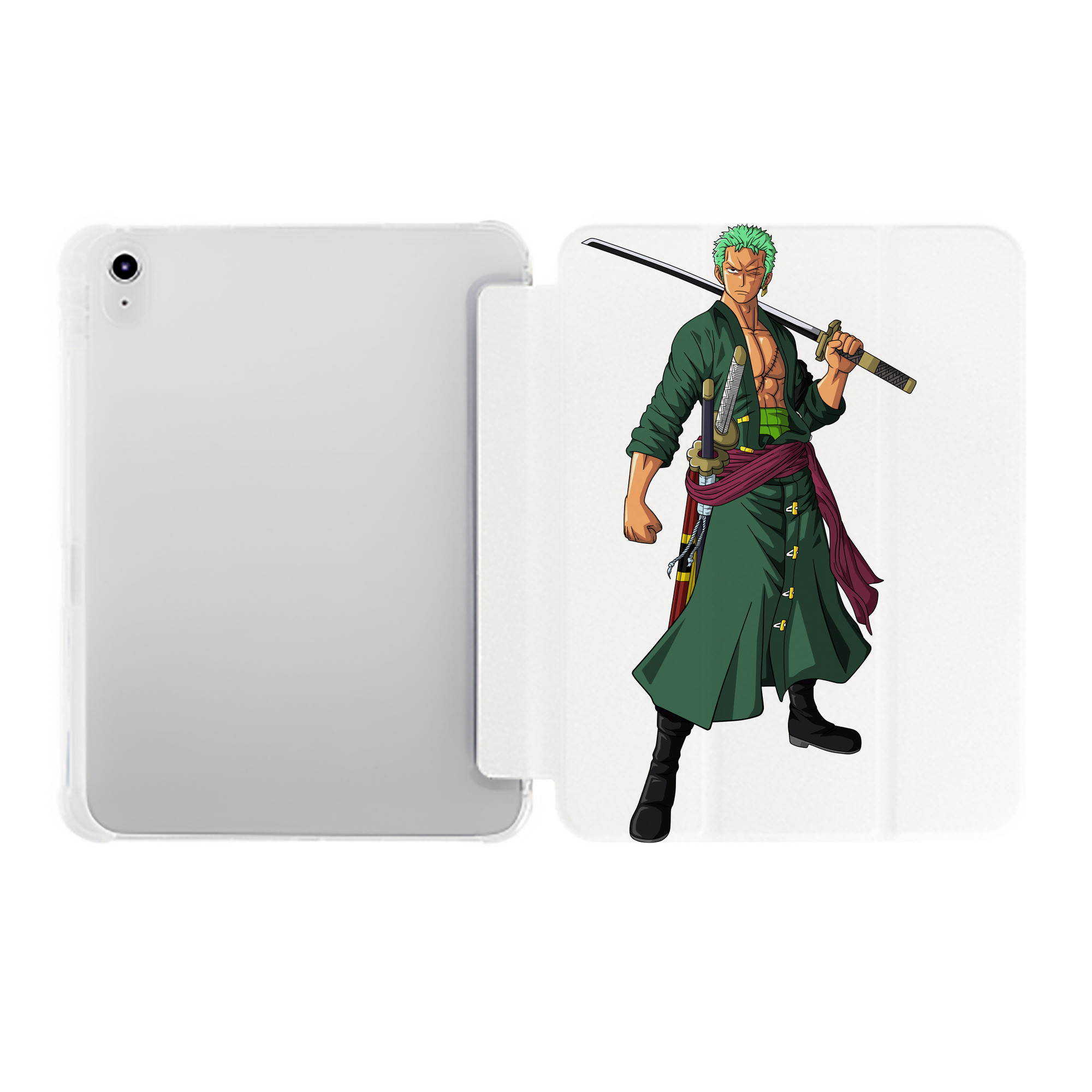 （画像用） ワンピース ロロノア・ゾロ ONE PIECE Roronoa Zoro IPad ケース ペン収納付き 三つ折りスタンド PUレザー×シリコン 対応機種9.5/10.5/10.9インチ